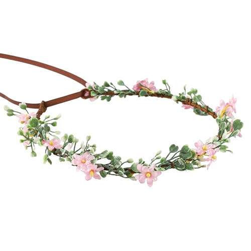 Handmade Pink Flower Crown for Girls Bridal Headband