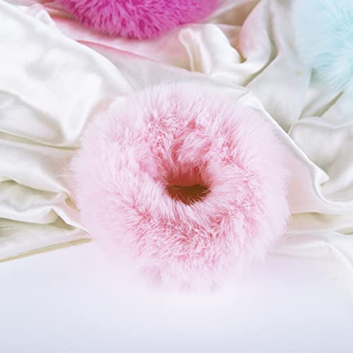 Mljsh 2PCS Pink Pom Pom Fuzzy Scrunchies