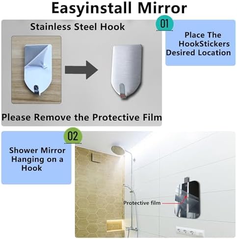 2 Pack Shatterproof Shower Mirror for Shaving Makeup