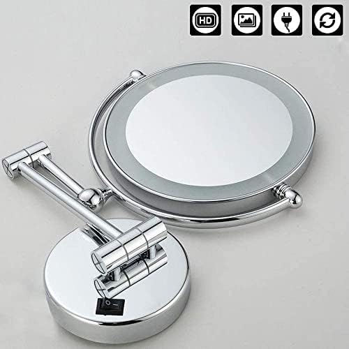 DEIHGE Makeup Mirror with LED Light Wall Mount 8 Inches 3X Magnification