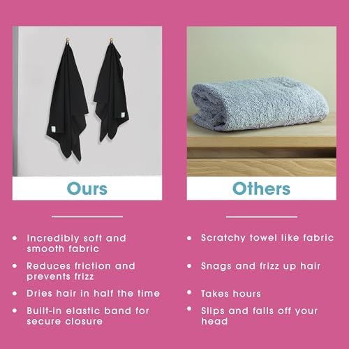Hair RePear Anti Frizz Cotton Towel Wrap Black 29 x 45