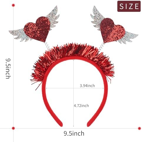 Doneace Valentines Heart Headband Red Love Hair Band