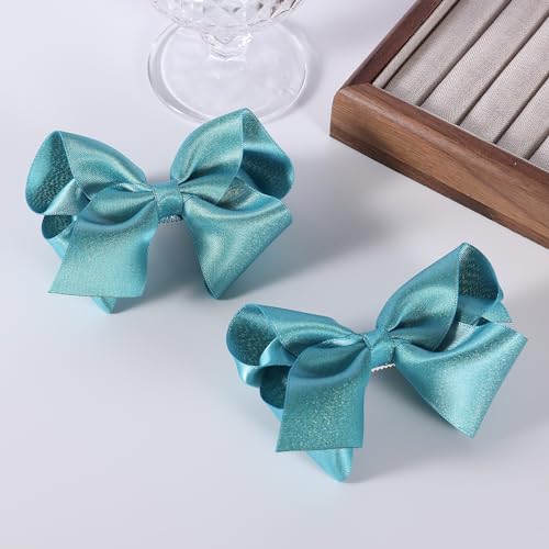 4 Inch Shiny Glitter Ribbon Hair Clips for Girls and Women