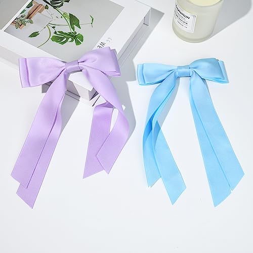 Aileam 2PCS Silky Satin Hair Bows for Girls and Toddlers