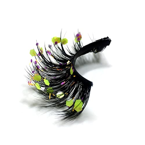 BYVUTE 3D Sequins False Eyelashes 5 Pairs - Halloween Cosplay Glamorous Lashes