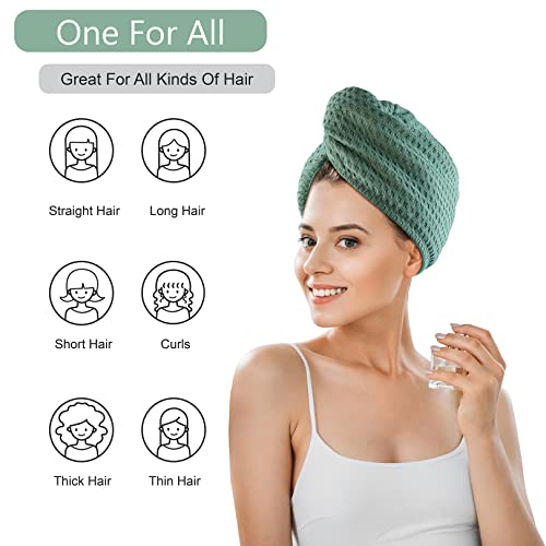 Dolwis Microfiber Drying Towel - 2-Pack Waffle Terry Cloth for Wet Hair