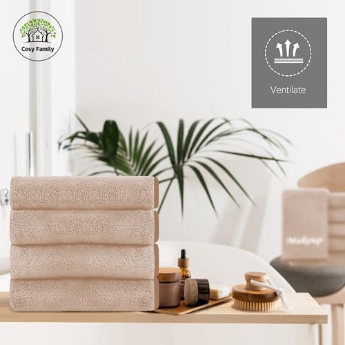 Cosy Family 10 Pack Makeup Remover Cloths - Soft Microfiber 12x12 in Brown