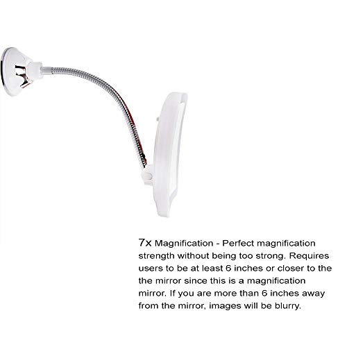 SunplusTrade 7x Magnification Makeup Mirror with LED Lights and Flexible Gooseneck