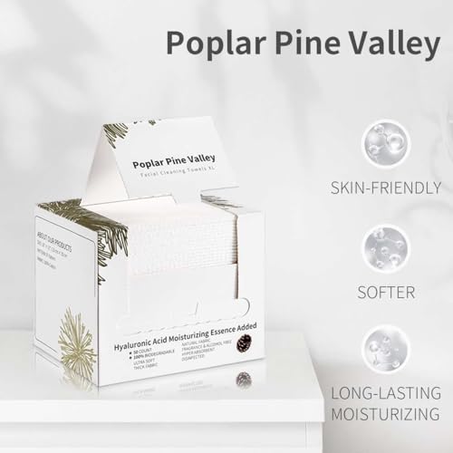 Poplar Pine Valley Hyaluronic Acid Facial Cleaning Towels 50 Ct