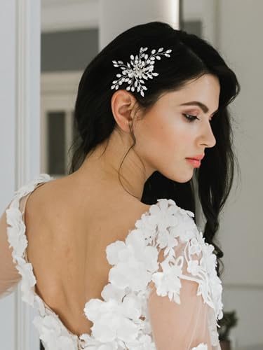 SWEETV Rhinestone Wedding Hair Clip for Women Girls