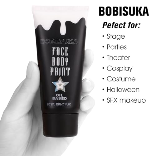 BOBISUKA White Face Paint Blendable Cream for Halloween and Cosplay