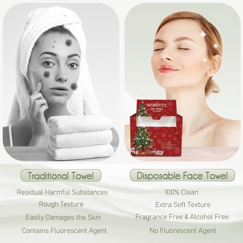 WOWOTEX Biodegradable Face Towels 60 Count Extra Thick Soft 10x12 Inches