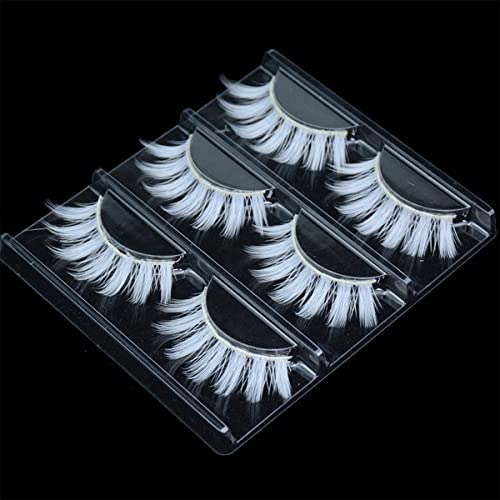 MUQIU37 White False Eyelashes 15mm for Halloween Cosplay