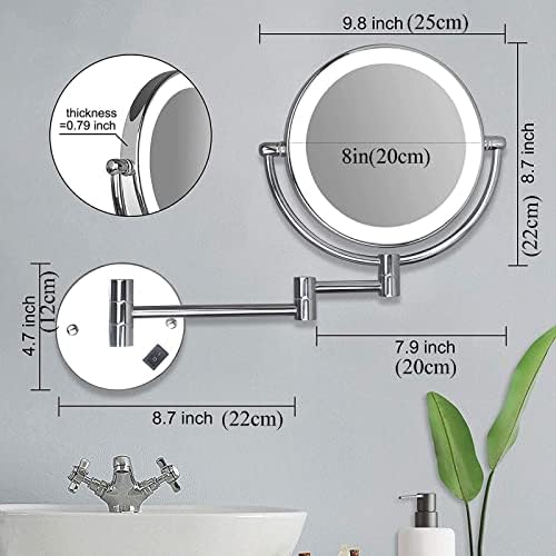 DEIHGE Wall-Mounted Makeup Mirror with 3X-10X Magnification