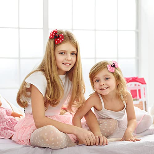 Nuolich 2 Pairs Mouse Ears Hair Clips Polka Dot Bows for Girls