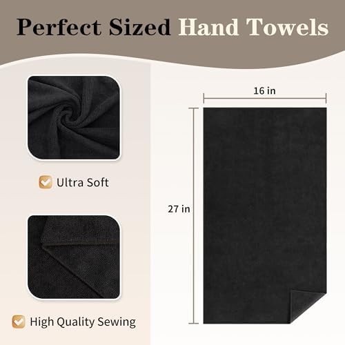Fixsmith Salon Towels 12 Pack Black Microfiber Hair Drying Towels