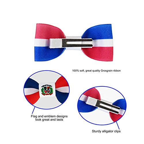 Dominican Republic Flag Hair Bows with Clips for Girls and Toddlers