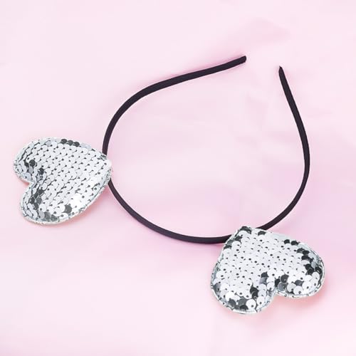 Doneace Valentines Heart Headband with Sequins