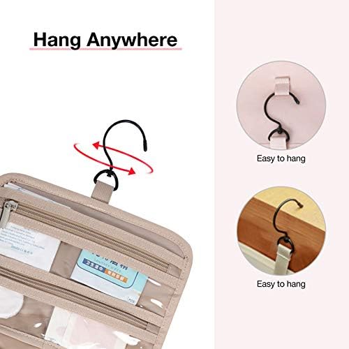 BAGSMART Toiletry Bag Organizer with TSA Approved Transparent Cosmetic Bag - Medium Pink