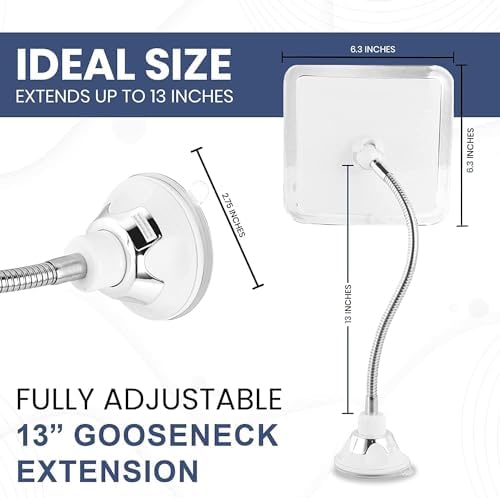 Mirrorvana Flexible Fogless Shower Mirror with Height Adjustment