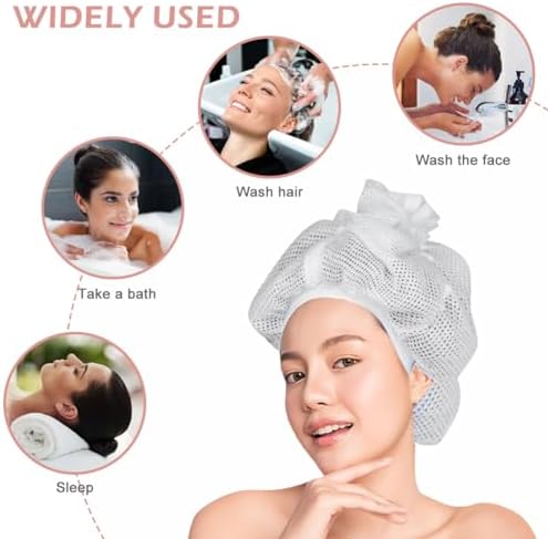 Adjustable Net Plopping Cap for Curly Hair Drying White with Drawstring