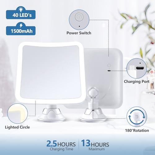 30X Magnifying Mirror with Light and Timer