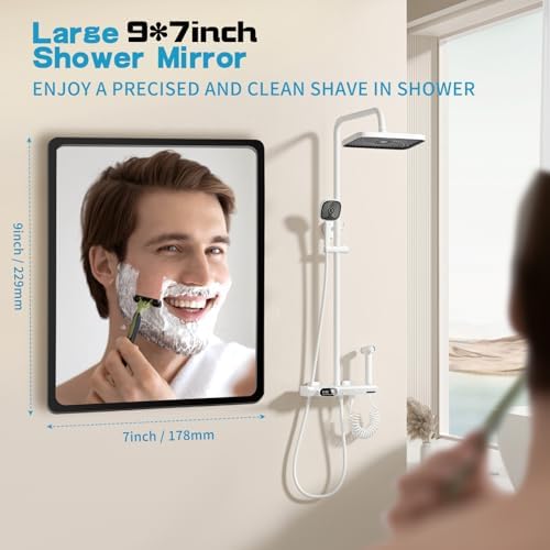 YoHumk Fog Free Shower Mirror 9x7 Inch Rectangular Black Frame