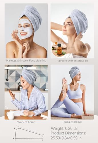 Hicober Microfiber Hair Towel Set 3-Pack Anti-Frizz Drying Wrap