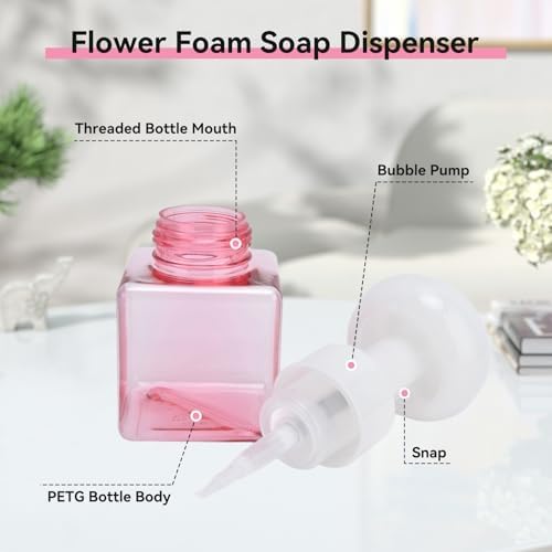 84oz Foaming Soap Dispenser with Cute Flower Shape Design Pink