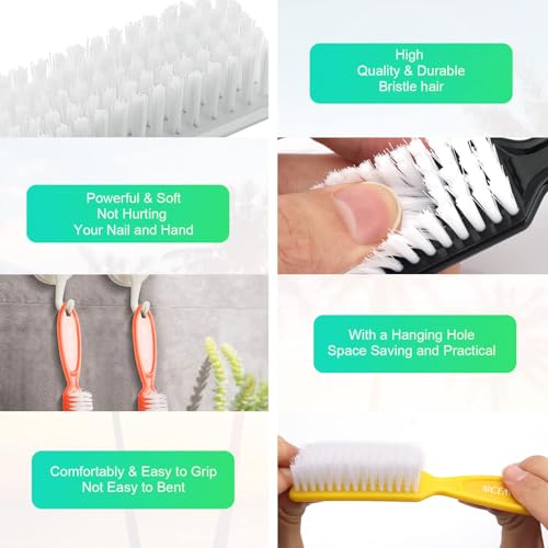 NICEMOVIC 10 Pcs Handle Grip Nail Brush Kit