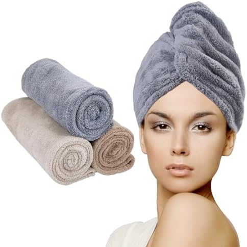 3 Pack Plush Yarn Hair Towel Wrap for Women