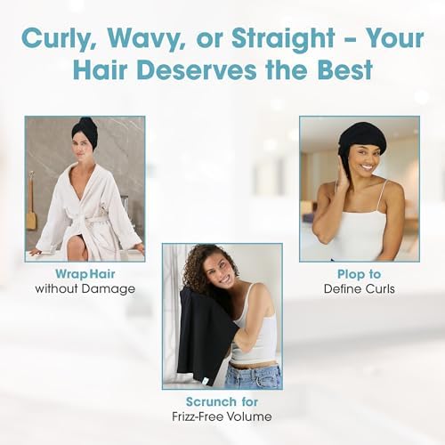 Hair RePear Anti Frizz Cotton Towel Wrap Black 29 x 45