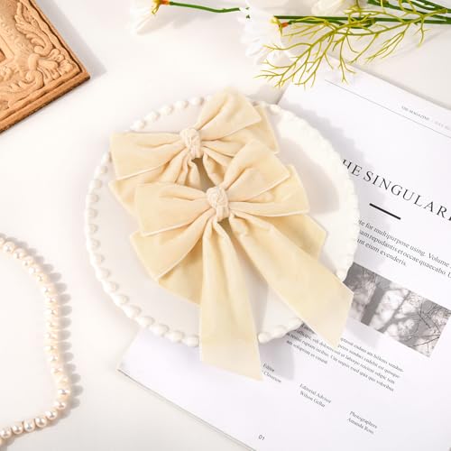 2PCS Velvet Hair Bow Clips for Women Girls Fall Kids Teens