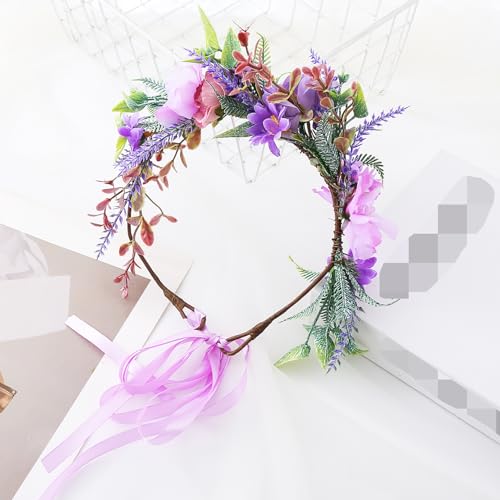 Vivivalue Purple Fairy Floral Crown Headband 1