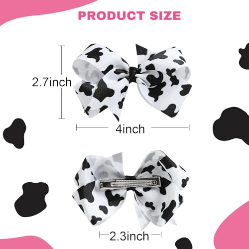 Nuolich 2Pcs Girls Cow Print Hair Clips 4 Inch