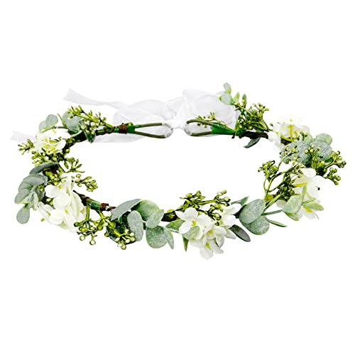 WOVOWOVO Green Leaf Flower Crown for Wedding and Birthday