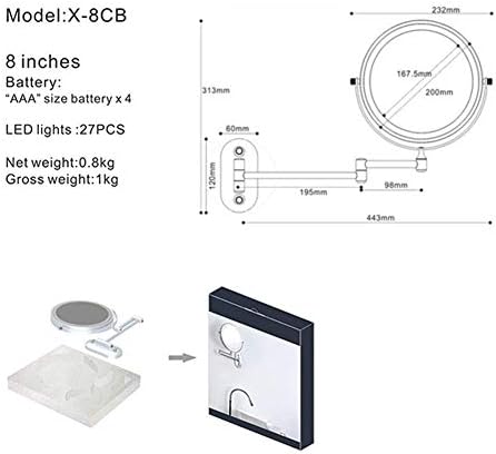 LCARY Wall-Mounted Makeup Mirror 7X Magnification