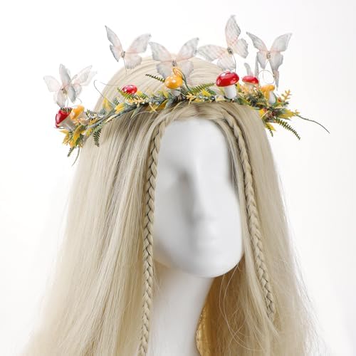 Butterfly Flower Crown Headband for Women Girls Halloween