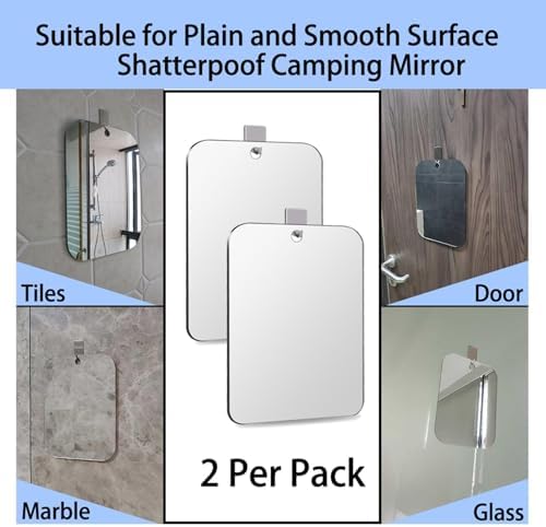 2 Pack Shatterproof Shower Mirror for Shaving Makeup