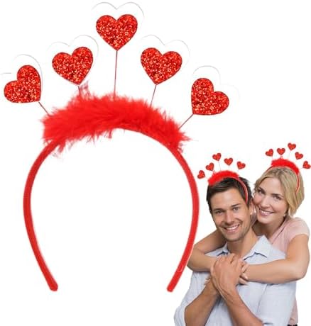Valentines Day Glitter Heart Headband for Women