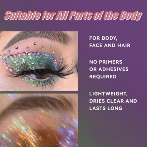 12 Colors Body Glitter with 2 Makeup Brushes