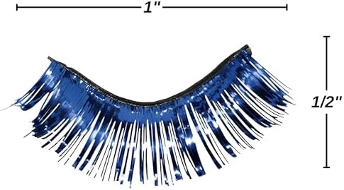 Blue Synthetic Tinsel Eyelashes - 1 Pair Easy Apply