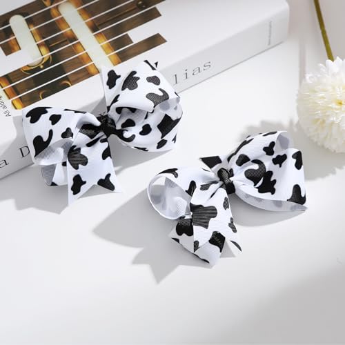 Nuolich 2Pcs Girls Cow Print Hair Clips 4 Inch