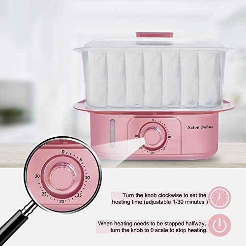 Pink Towel Steamer with Auto Off Timer for Home Spa Use