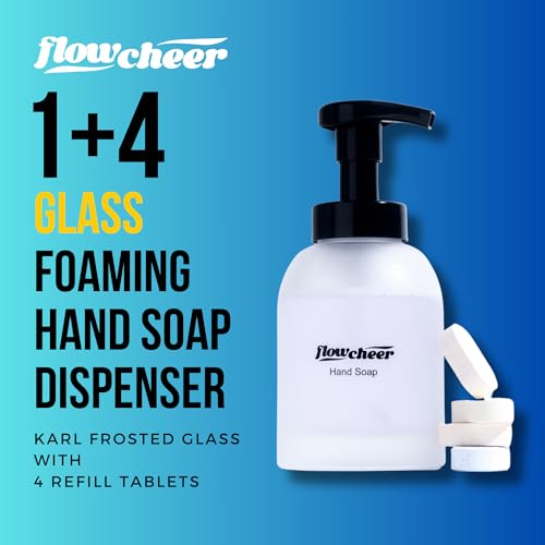 Flowcheer Foaming Hand Soap Tablets - 11 oz Glass Dispenser Combo