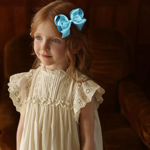 4 Inch Shiny Glitter Ribbon Hair Clips for Girls and Women