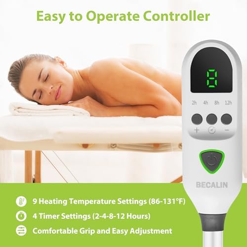 BECALIN Massage Table Warmer with 9 Heat Settings and Timer