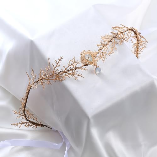 Vivivalue Gold Elf Flower Crown Headband 1