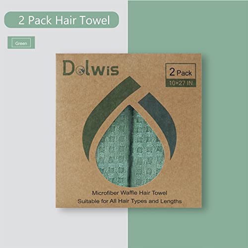 Dolwis Microfiber Drying Towel - 2-Pack Waffle Terry Cloth for Wet Hair