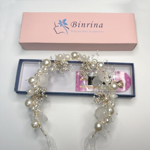 Binrina Hairband - Elegant Pearl Crystal Flower Headpiece for Princess Bridesmaid